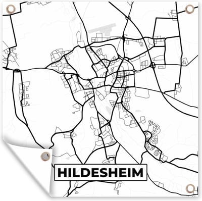Tuin poster Hildesheim - Stadskaart - Plattegrond - Kaart - 200x200 cm - Tuindoek