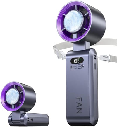Koelventilator - Handventilator - Met koelfunctie - Snelheid (1-199) - Oplaadbaar - Gezichtsventilator - Nekventilator - Tafelventilator - Turboventilator - Met Draagkoord - Mini Airco - Draagbare - Aircooler - Luchtbevochtiger - Mini Fan - Grijs