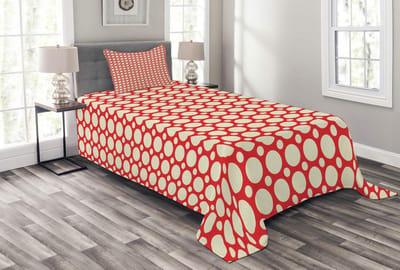 ABAKUHAUS Geometrische bedspreien-set – 170×220 cm – Polkadots, multicolor