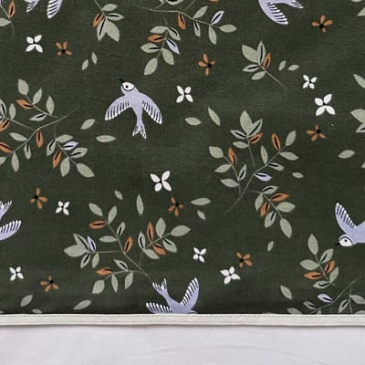 BINK Bedding Ledikantlaken Merel 100 x 150 cm - laken voor ledikant - lakentje - babylaken - vogel - bloemen - lila - groen - caramel - meisje - peuter - baby - babykamer