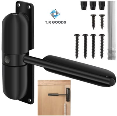T.R Goods. Automatische Deurdranger Deursluiter Zwart Geschikt voor zowel lichte als zware deuren tot 60 kg – perfect voor woningen, kantoren en bedrijfsruimtes