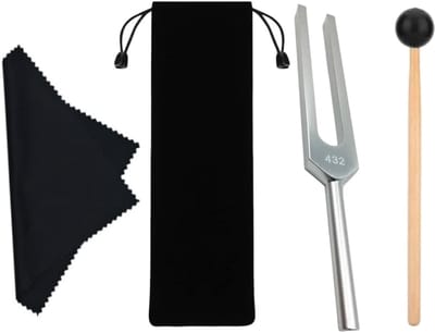 SnelShoppen - 432 Hz Stemvork van Roestvrij Staal en Siliconen - Tuning Fork met Hamer en Stof voor Ultieme Genezing en Ontspanning - Perfect voor Med