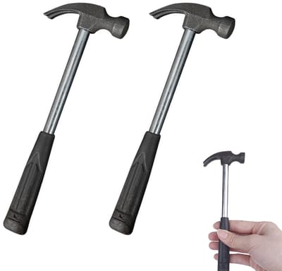 2-stuks Klauwhamer - Mini-klauwhamer - Spijkertrekker voor huishoudelijk gebruik - Hamer - Gemakkelijk vast te houden - Compact en draagbaar - Geschikt voor kamperen, houtbewerking, het ophangen van schilderijen, knutselprojecten, enz. - Zwart