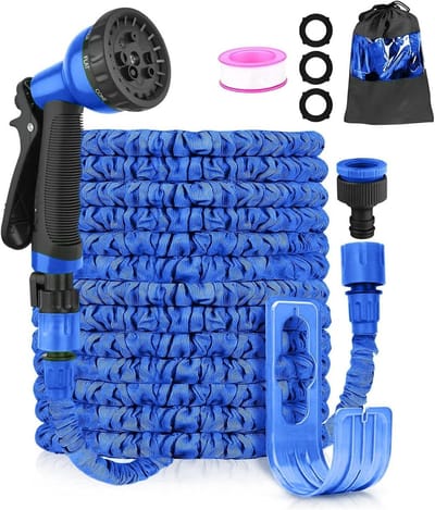 Flexibele tuinslang - Rekbare waterslang - Tuin water geven - Knikvrije waterstroom - 75 meter - Blauw