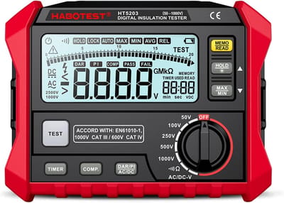 Isolatieweerstand Tester - Megohmmeter Digitaal - Elektrische Inspectie - Variabele Testspanning - Tot 200 GΩ