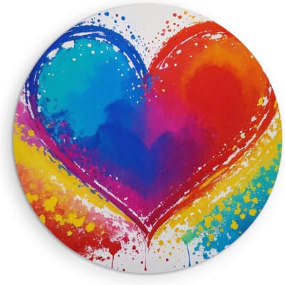 Saammp Muurcirkel Hout - Abstract - Hart - Ø 90 - Wandcirkel - Wanddecoratie Cirkel - muurdecoratie Woonkamer - Slaapkamer decoratie - Rond Schilderij