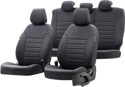Pasvorm stoelhoezen Nissan Navara Double Cab pick-up 2015-heden (past in versie met 5-persoons dubbelcabine) - Kunstleer zwart