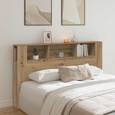 vidaXL - Hoofdbordkast - 180x18,5x102,5 - cm - bewerkt - hout - artisanaal - eiken