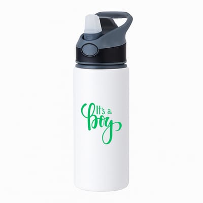 Hacebo® - It's a Boy waterfles met rietje zwart - Baby - Kersverse ouders - Geboorte kraamcadeau jongen - babyshower - water fles - 650ML