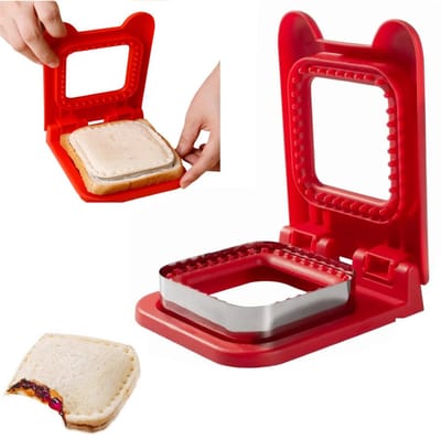 1 stuk - Sandwichsnijder - Toastsnijder - Vierkante sandwichsnijder en -sealer - Gemakkelijk randafsluiting - Rood - 12,5 x 16 cm - Geschikt voor lunchboxen, feesthapjes