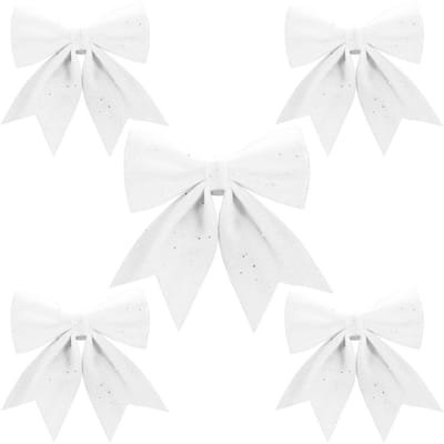 Dailygoods- Strik Glinsterend - 5 Stuks - Kerstdecoratie - 17x18 cm/21x24 cm - Hangend - Veiligheidswaarschuwing