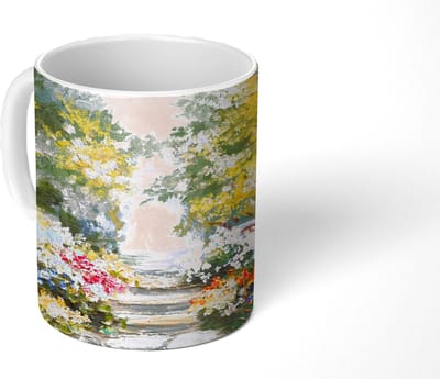 Mok - Koffiemok - Schilderij - Bloemen - Natuur - Olieverf - Mokken - 350 ML - Beker - Koffiemokken - Theemok