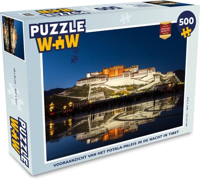 Puzzel Vooraanzicht van het Potala-paleis in de nacht in Tibet - Legpuzzel - Puzzel 500 stukjes