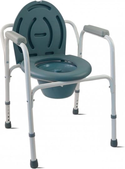 Mobiclinic Arroyo - Toiletstoel - Douchestoel - Opvouwbare - In Hoogte Verstelbare - Verrijdbare - Met deksel - Mobiele - Toiletemmer - Antislip - Armleuningen - Verchroomd Staal
