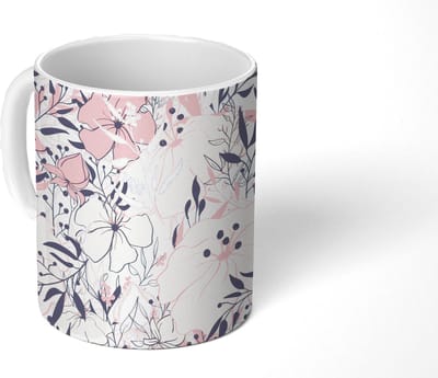 Mok - Koffiemok - Vintage - Bloem - Roze - Patronen - Mokken - 350 ML - Beker - Koffiemokken - Theemok