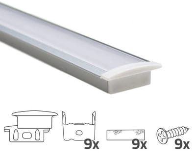 Led strip profiel inbouw 4M - 8 mm hoog - Led profiel - Wit