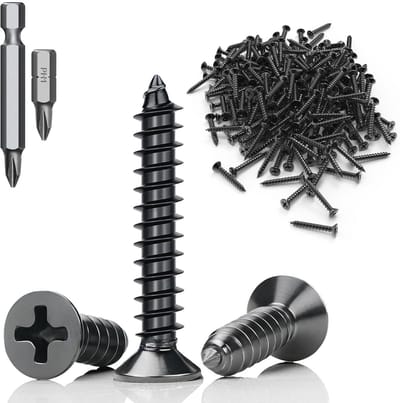 Houtschroeven M3 x 16 mm - 60 Stuks - Roestvrij Staal - Zwart - Verzonken Kruiskop
