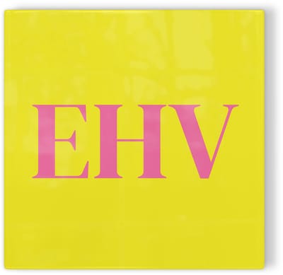 Tegeltje Eindhoven EHV - geel roze - tegeltje stad - tegeltje met tekst