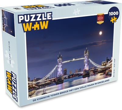 Puzzel De iconische Tower Bridge met een volle maan in Engeland - Legpuzzel - Puzzel 1000 stukjes volwassenen