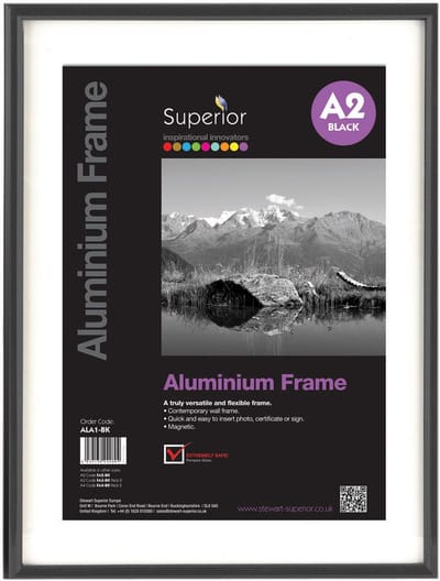 Seco fotolijst - A2 - 42 x 59.4cm - zwart geborsteld aluminium - 11mm frame