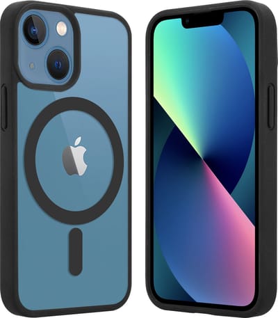 ShieldCase telefoonhoesje geschikt voor Apple iPhone 13 Mini Magneet hoesje transparant gekleurde rand - zwart - Shockproof backcover hoesje - Hardcase hoesje - Siliconen hard case hoesje met Magneet ondersteuning