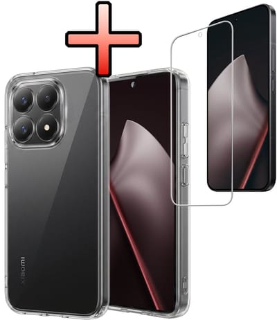 Hoesje - Met Screenprotector - Geschikt voor Xiaomi 15T - Sterk & Shockproof - Back Cover - Siliconen Case - Telefoon Hoes - Transparant