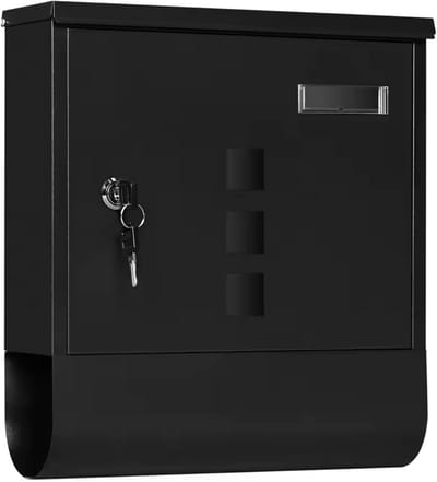 Varnox Brievenbus - Brievenbus met slot - Wand brievenbus - Wand gemonteerd - Naamplaatje - Krantenvak - Kijkgaatjes - Zwart - 30.5x33.5x10cm