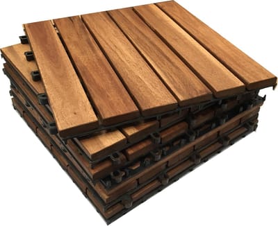 Houten Terrastegels - Vlonderplanken Tuintegels - Balkon Tuin - Extra Dikke Acacia - 30x30cm - Bruin