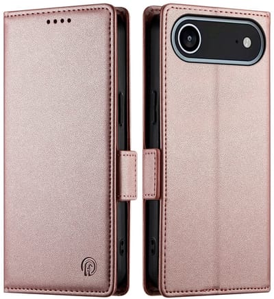 Lunso Geschikt voor iPhone 17 Air hoesje - PU leren Bookcase met ruimte voor pasjes - Rose Goud