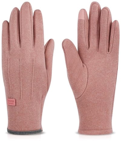 Winterhandschoenen Dubbellaags Warmte - Touchscreen Handschoenen - Waterdicht - Polyester - Roze/Grijs - 22,5 x 8,5 cm