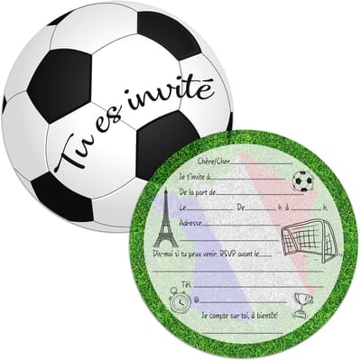 Dailygoods- Voetbaluitnodigingskaarten Effen - 12 Stuks - Uitnodigingen Kinderfeestje - Uitnodigingen Verjaardag - Uitnodigingen Feestje - Perfect voor Jongens