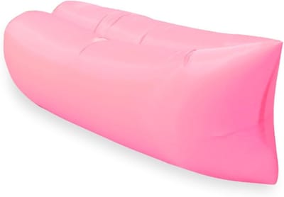 Opblaasbare ligstoel, opblaasbare bank voor kamperen, strand en buitengebruik – Draagbare, zelfopblaasbare strandligbank, waterdichte, snel opblaasbare ligstoel voor in de tuin, op reis en op festivals (roze)