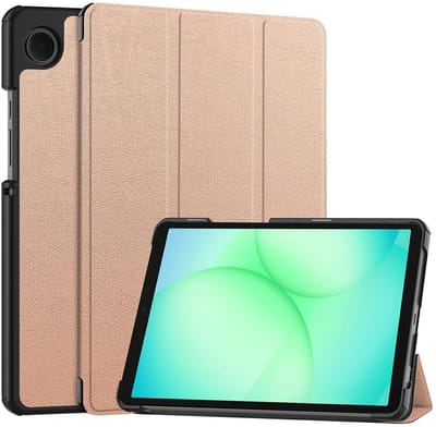 Tablet Hoes Geschikt voor Samsung Galaxy Tab A11 | Book Case met Standaard | Kunstlederen Beschermhoes | Tri-fold | Roze Goud