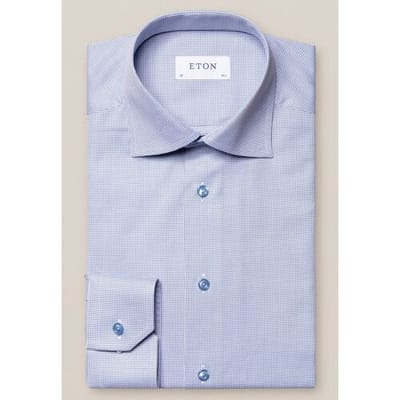 Eton Overhemd Pin Dot Signature Twill Blauw / male