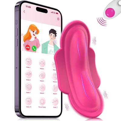 Oneay Draagbaar ondergoed, app-gestuurde vibrator, seksspeeltje voor volwassenen voor stellen en vrouwen, mini clitorisvibrator, G-spot dildo, vaginale stimulator met likkende tong, seksspeeltje.