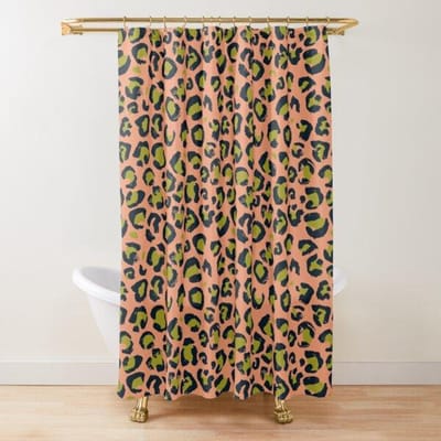 Luipaardprint Douchegordijn Bruin Badkamer Gordijn Wilde Safari Dieren Krachtige Badkamer Set Voor Mannen Panthera Badkamer Decoratie Set W60H190(CM)-1 Pcs