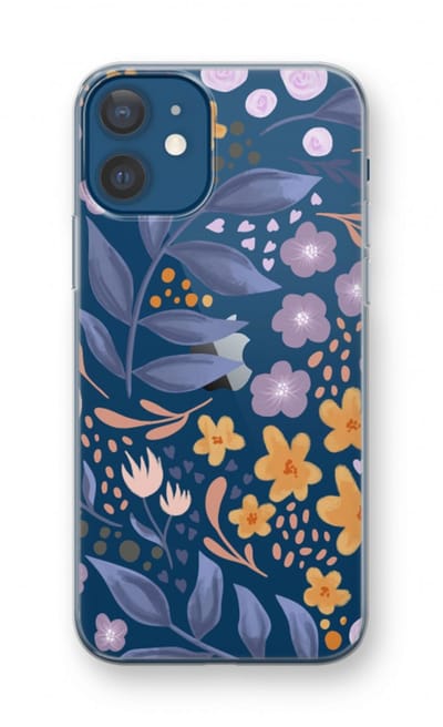 Case Company® - Hoesje geschikt voor iPhone 12 hoesje - Flowers with blue leaves - Soft Cover Telefoonhoesje - Bescherming aan alle Kanten en Schermrand