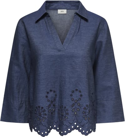 JDY - JDYBILLE L/S CHAMBRAY EMBROIDERY TOP WVN - Dames - Blouses