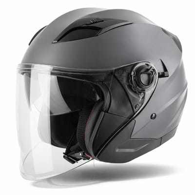 VINZ Calobra Scooterhelm / Motorhelm met Zonnevizier - Jethelm - ECE 22.06 goedgekeurd - Mat Titanium Grijs - XS