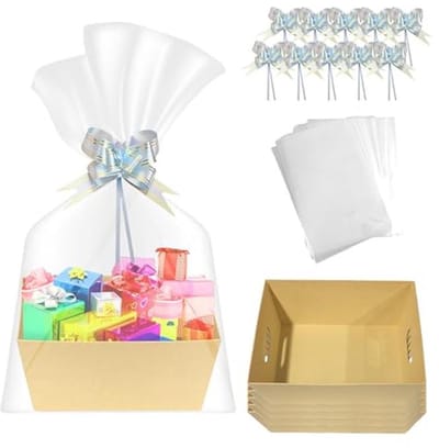 Lege geschenkmanden set van 5 - Karton met handgrepen - Geschenkverpakking voor bruiloft, verjaardag en kerst