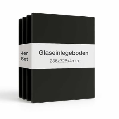 K-Möbel Glazen planken, 4-delige set incl. plankdragers & afdekkappen – transparant – voor staande vitrines met 1 deur