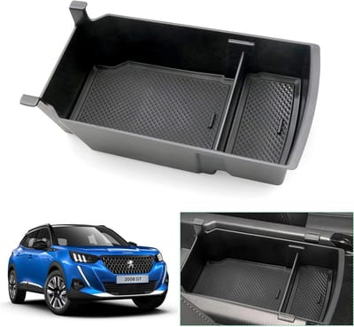 Center Console Opbergbak voor Peugeot 208 en 2008 (2020-2022) - Armsteun Organizer en Handschoenenkastje, Zwart, Ruimtebesparend en Praktisch