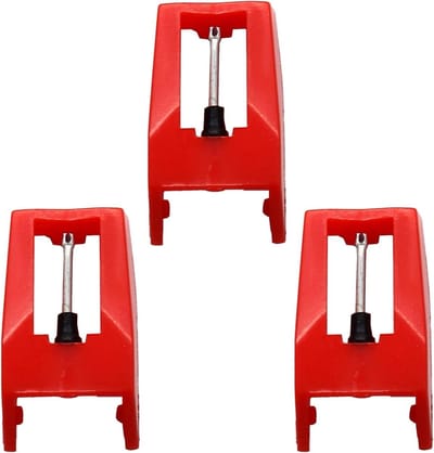 Platenspeler Naalden - Draaitafel Naald Vervanging - Vinyl Luisteren - Robijnrode Keramische Stylus - 3 Stuks - Rood