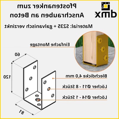 Schroefhuls Bodemhuls - Paaldrager Type U - Hekken Plaatsen - Corrosiebestendig Geel Zink - 81x120x60x5mm - Geel