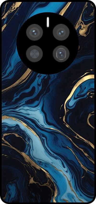 Smartphonica Telefoonhoesje Geschikt voor Huawei Mate 50 Pro met marmer opdruk - TPU backcover case gold blue marble design - Goud Blauw geschikt voor Huawei Mate 50 Pro