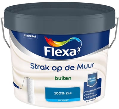 Flexa - Strak Op De Muur Buiten Zijdemat - 100% Zee - Mengverf - 2,5 L