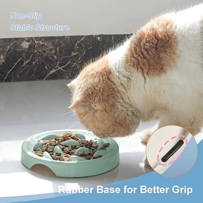 Famanu - Slow Feeder Bowl voor katten en kleine honden,viszwembad ontwerp, leuke interactieve bloat stop puzzel feeder kom gezond eten dieet gemaakt van melamine food grade materiaal