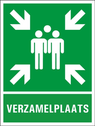 Verzamelplaats bord met tekst, kunststof 200 x 150 mm