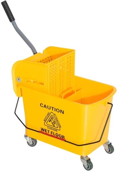 Pugsdrly 20 l mopemmer met wringer en handvat, dweilmopemmer op wielen, kunststof, geel
