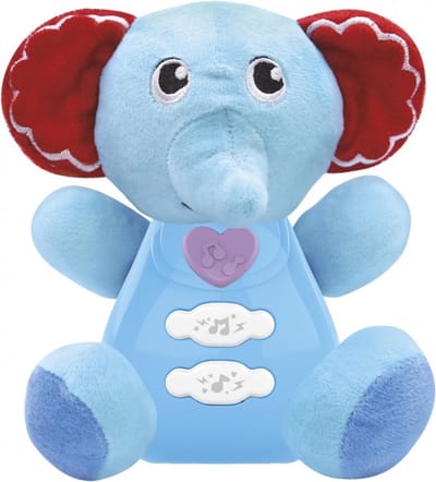 Olifant Knuffeldier met Licht en Geluid - Tachan - Blauwe Knuffel - Inclusief Batterijen